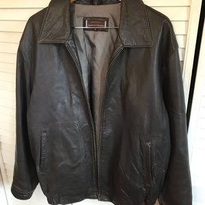 Men’s black leather jacket